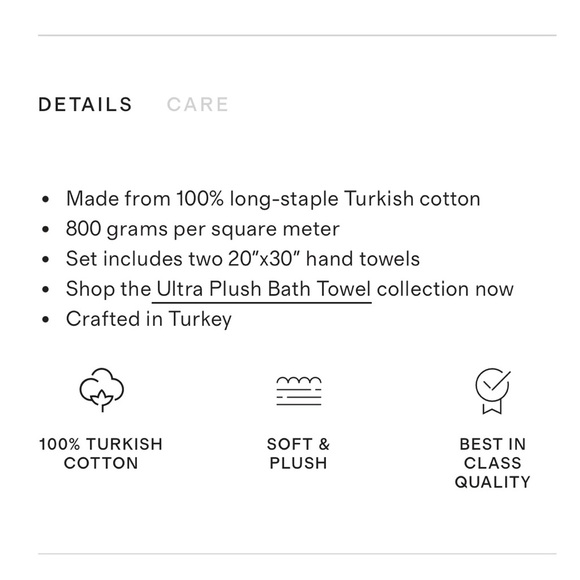 NWT QUINCE Turkish Classic Hand Towel (Set of 2) Mist 3278 - Picture 2 of 8